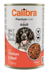 Calibra Dog Premium konzerva s kuřecím a hovězím v omáčce 1240g