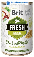 Brit Fresh konzerva Duck with Millet 400g
