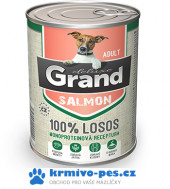 GRAND konzerva pro psy deluxe 100% losos adult 400g