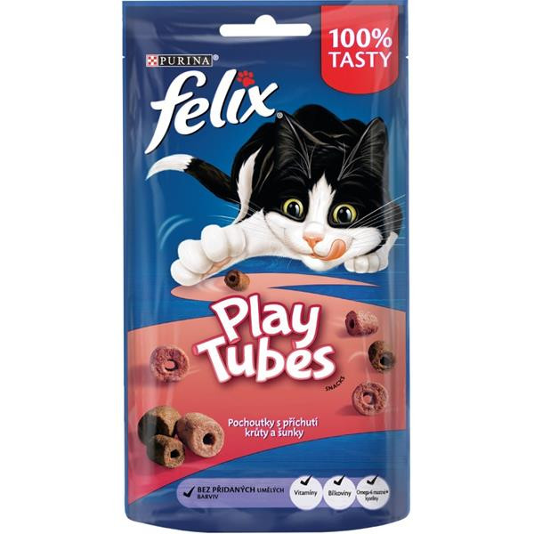 Felix snack cat -Play Tubes příchuť krůta,šunka 50 g