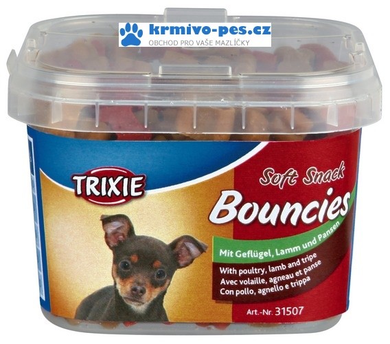 Trixie BOUNCIES mini kostičky kuře/jehněčí/dršťky 140g
