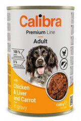 Calibra Dog Premium konzerva s kuřecím, játry a mrkví v omáčce 1240g