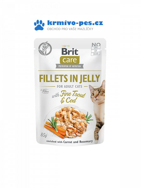 Brit Care Cat Fillets in Jelly with Fine Trout & Cod 85 g