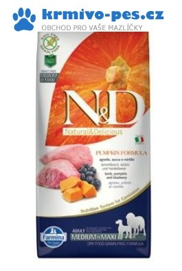 N&D GF Pumpkin DOG Adult Medium/Large Lamb & Blueberry 12kg