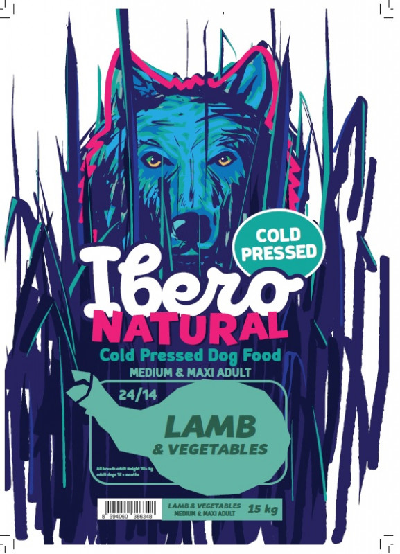 Ibero COLD PRESSED dog adult MEDIUM/LARGE LAMB 12kg + 3kg zdarma
