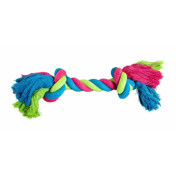 Hračka pes Uzel HipHop bavlněný 2 knoty - růžová, modrá, zelená 41cm 460g