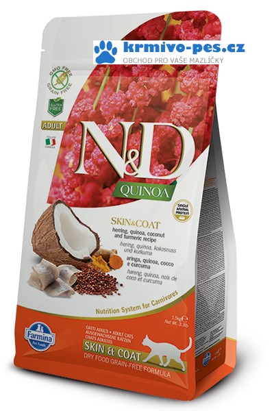 N&D GF Quinoa CAT Skin&Coat Herring & Coconut 300g