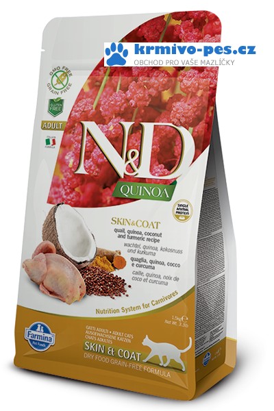 N&D GF Quinoa CAT Skin&Coat Quail & Coconut 300g