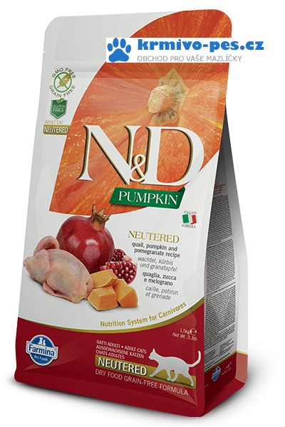 N&D GF Pumpkin CAT NEUTERED Quail & Pomegranate 1,5kg