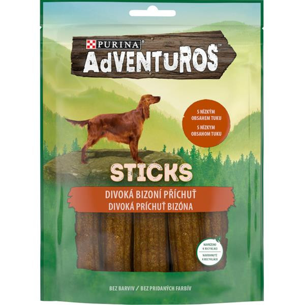 Adventuros snack dog - tyčinky s bizoní přích. 120 g
