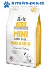 Brit Care Dog Mini Grain Free Hair & Skin 7kg + masové spirálky 2ks