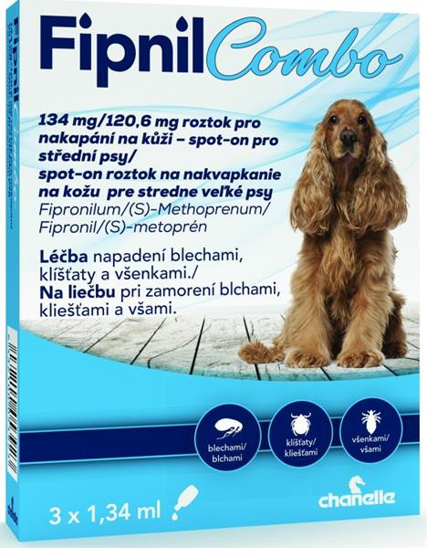 Fipnil Combo 134 mg/120,6 mg dog M spot-on 3x1,34ml
