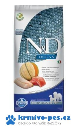 N&D OCEAN DOG Adult M/L Salmon & Cod & Melon 12kg