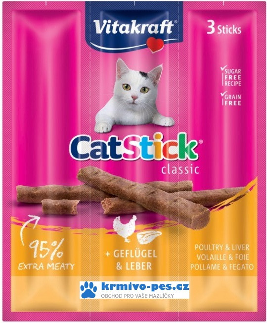 Vitakraft Cat pochoutka Stick Clasic Poultry Liver 3 ks