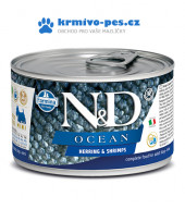 N&D DOG OCEAN konzerva Adult Herring & Shrimps Mini 140g