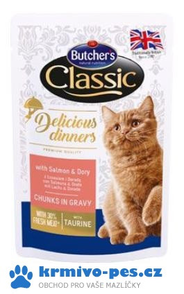 Butcher's Cat Class.Delic.Dinn. losos+dorada kapsa100g