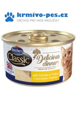 Butcher's Cat Class.Delic.Dinners kuře+krůta konz85g