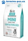 Brit Care Dog Mini Grain Free Light & Sterilised 7kg + kuřecí lízátko