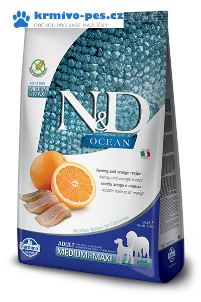 N&D Ocean Dod GF Adult M/L Herring & Orange 2,5 kg