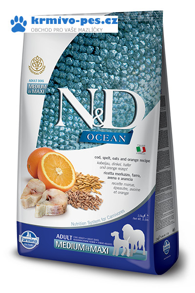 N&D OCEAN DOG LG Adult M/L Codfish & Orange 12kg