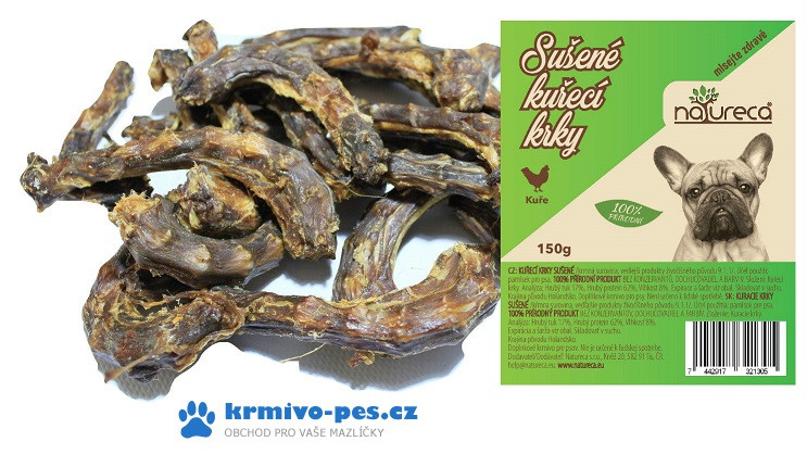 Natureca Kuřecí krky sušené 150 g