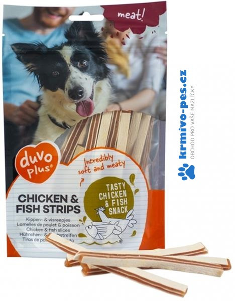 Duvo+ dog Meat! Chicken & fish strips 80g