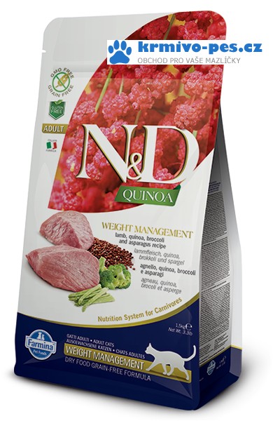 N&D GF Quinoa CAT Weight Mngmnt Lamb & Broccoli 1,5kg