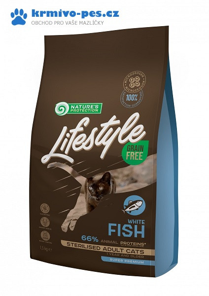 Nature's Protection Cat Dry LifeStyle GF Sterilised W.Fish 1,5 kg