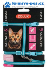 Postroj kočka s vodítkem 1,2m modrý Zolux