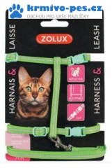 Postroj kočka s vodítkem 1,2m zelený Zolux