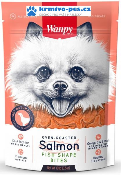 Wanpy Dog Salmon Fish Shape bites 100g