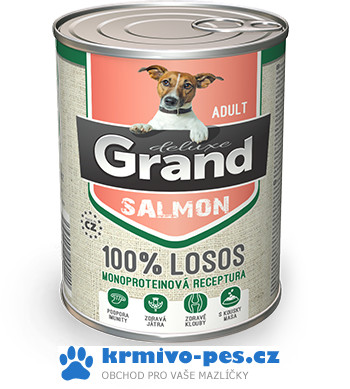 GRAND konz. pes deluxe 100% losos adult 400g