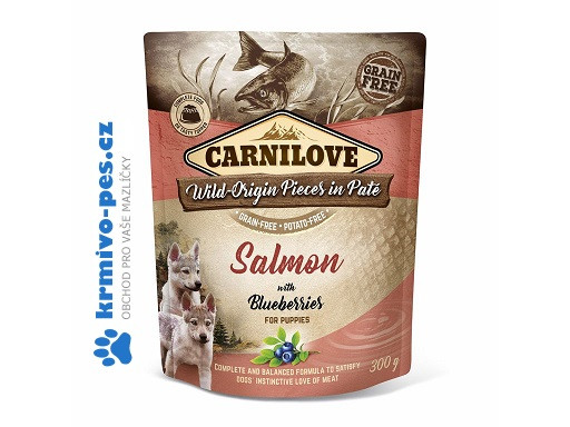 Carnilove Dog Pouch Paté Salmon & Blueber Puppies 300g