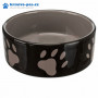 Keramická miska 0,3l/12cm - černá/tmavě šedá + motiv tlapky - POSLEDNÍ KUS