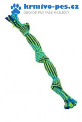 Hračka pes BUSTER Pískací lano, modrá/zelená, 35cm, M kopie