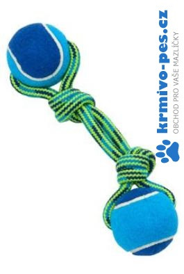 Hračka pes BUSTER Smyčka s tenisáky Double modr/z 23cm