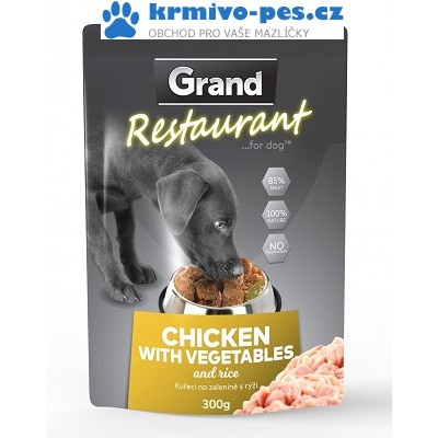 GRAND kaps. deluxe pes Restaur. 100% kuřecí, zel. 300g