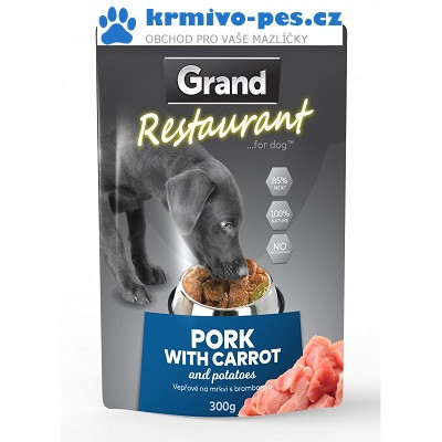 GRAND kaps. deluxe pes Restaur. 100% vepřové na mrkvi 300g