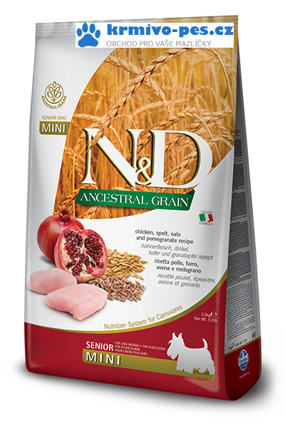 N&D LG DOG Senior Mini Chicken & Pomegranate 2,5kg