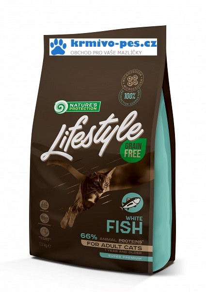 Nature's Protection Cat Dry LifeStyle GF Adult White Fish 1.5 kg