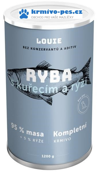 Louie konz. pro psy ryba s kuřecím a rýží 1200 g