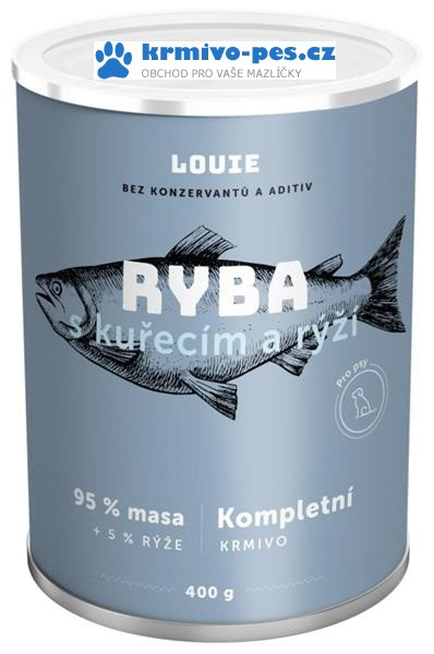 Louie konz. pro psy ryba s kuřecím a rýží 400 g