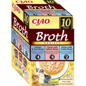 Inaba Cat Ciao Broth kuře a ryba, hřebenatka multipack 10x 40g