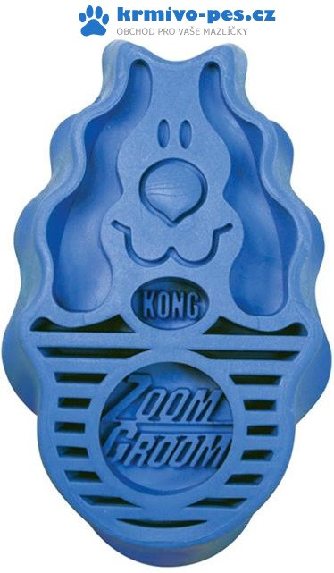 Kartáč gumový ZoomGroom modrý L Kong