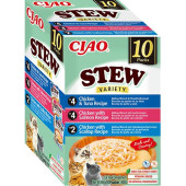 Inaba Cat Ciao Stew kuře a ryba, hřebenatka multipack 10x 40g