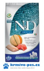 N&D OCEAN DOG Adult M/L Salmon & Cod & Melon 2,5kg