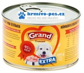 GRAND konz. štěně Extra kuř. kousky  405g