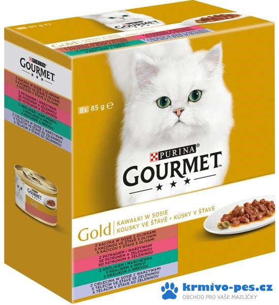 Gourmet Gold Mltp konz. kočka kousky ve šť.zelen.8x85g