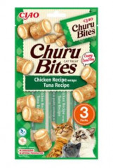 Inaba Churu Cat Bites Chicken wraps&Tuna Purée 3x10g