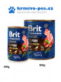 Brit Premium Dog by Nature konzerva Pork & Trachea 400g